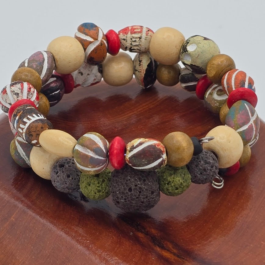 LAVA - Earth Toned Clay and Wood Beads
