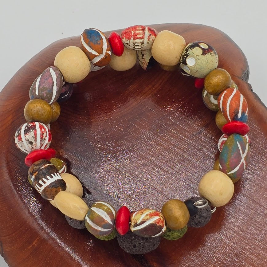 LAVA - Earth Toned Clay and Wood Beads