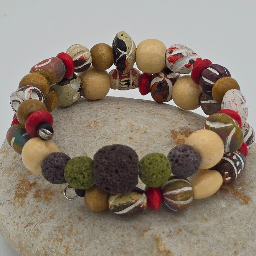 LAVA - Earth Toned Clay and Wood Beads