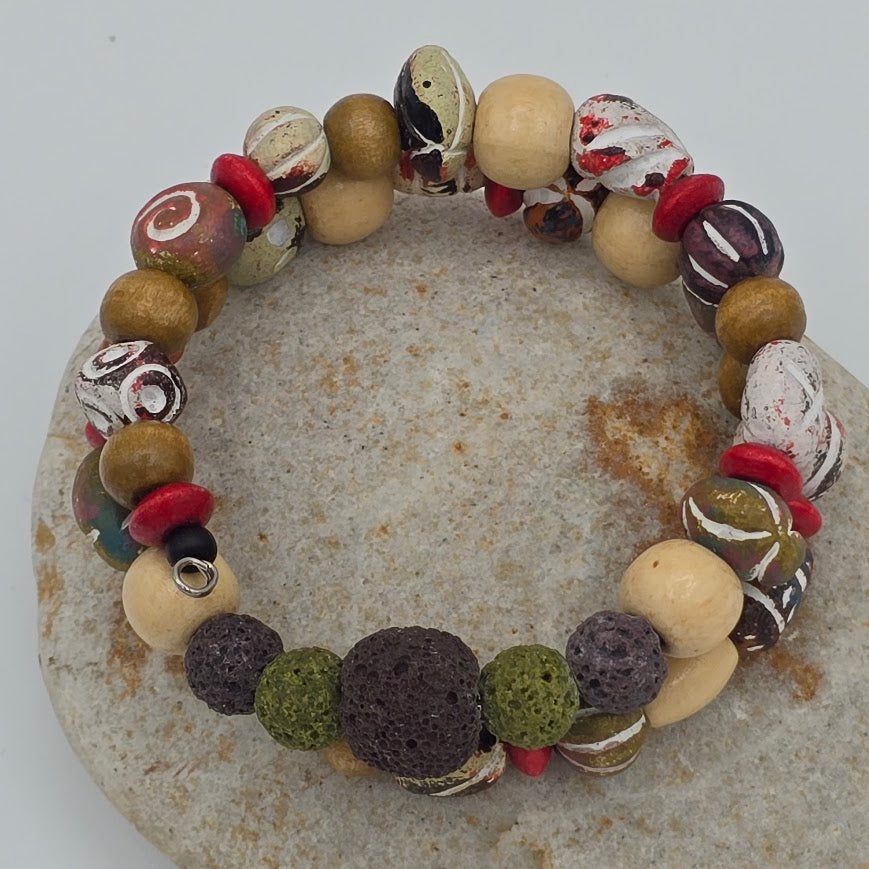 LAVA - Earth Toned Clay and Wood Beads