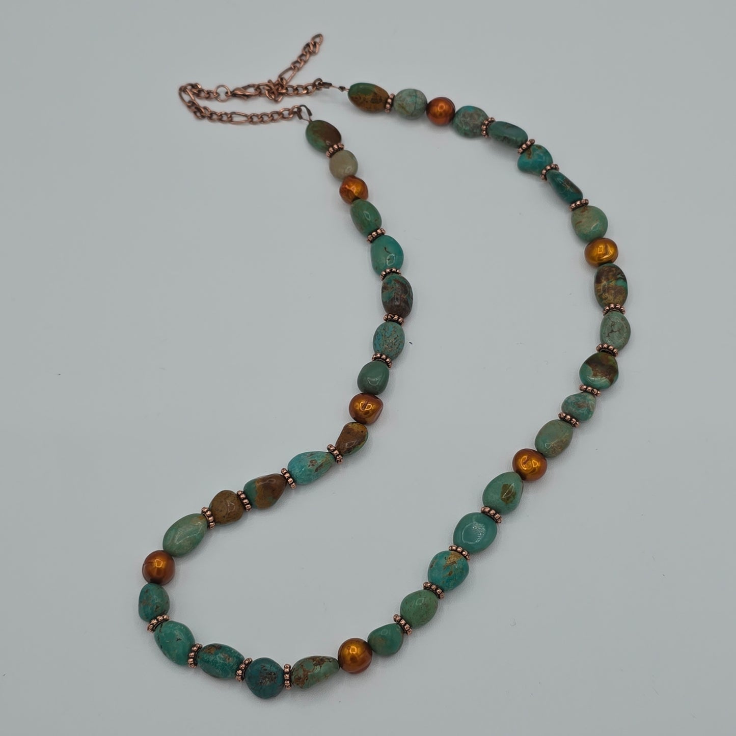 Turquoise Nuggets & Stunning Copper Pearls Necklace