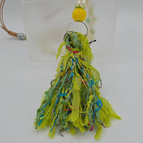 White Pearls & Lime Green Dancing Pearls & Colorful Tassel Necklace