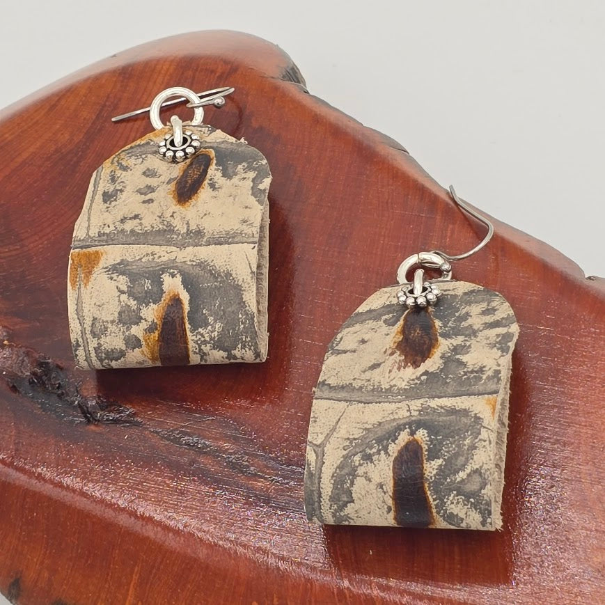 Gator Leather Loops & Silver Tone Accents and Stainless Steel Ear Wires