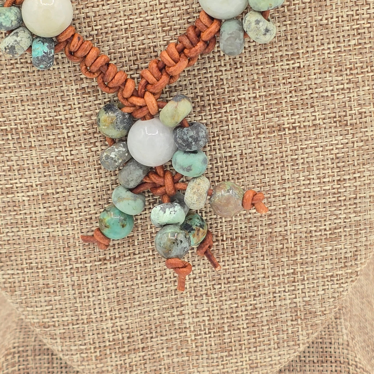 African Turquoise & Leather Necklace