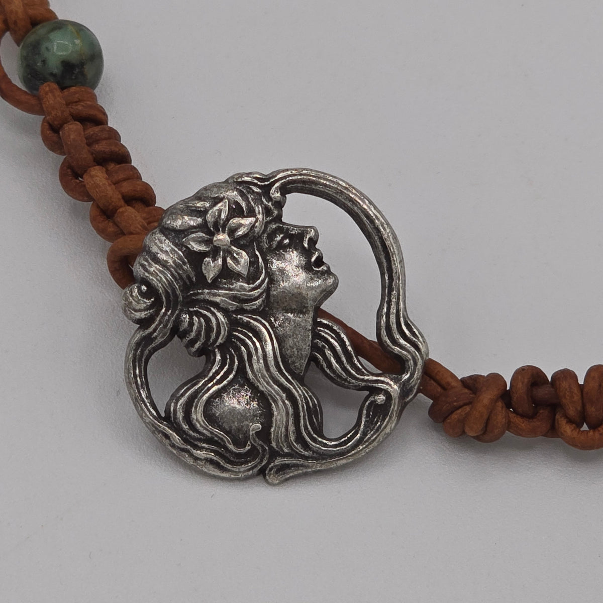 African Turquoise & Leather Necklace