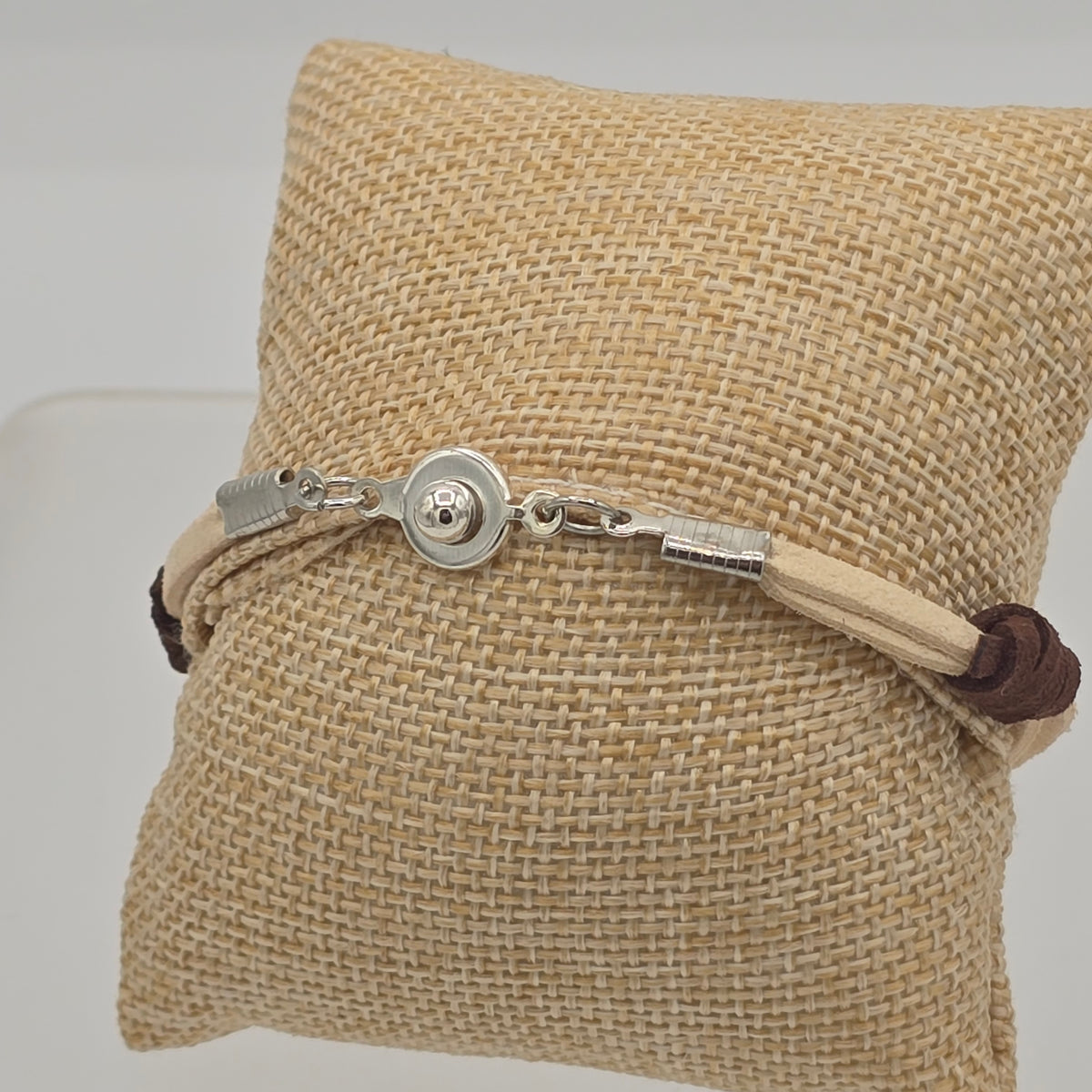 Turquoise Nugget on Cream & Brown Suede Bracelet
