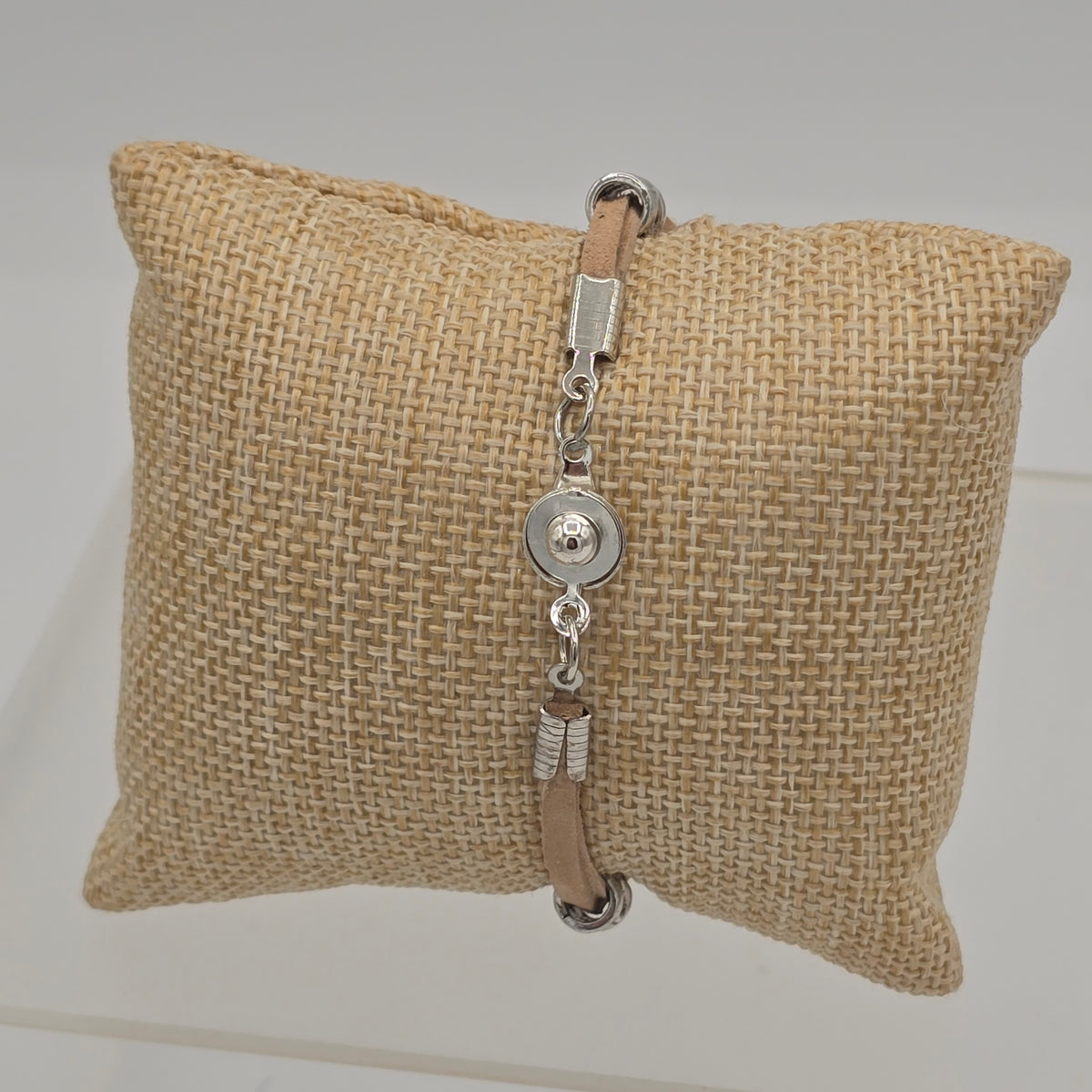 Turquoise Nugget on Tan Suede Leather With Silver Tone Accents