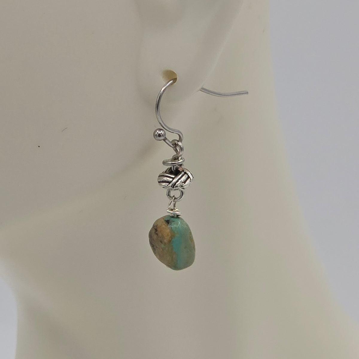 Turquoise Nuggets and Silver Tone Accents on Stainless Steel Ear Wires