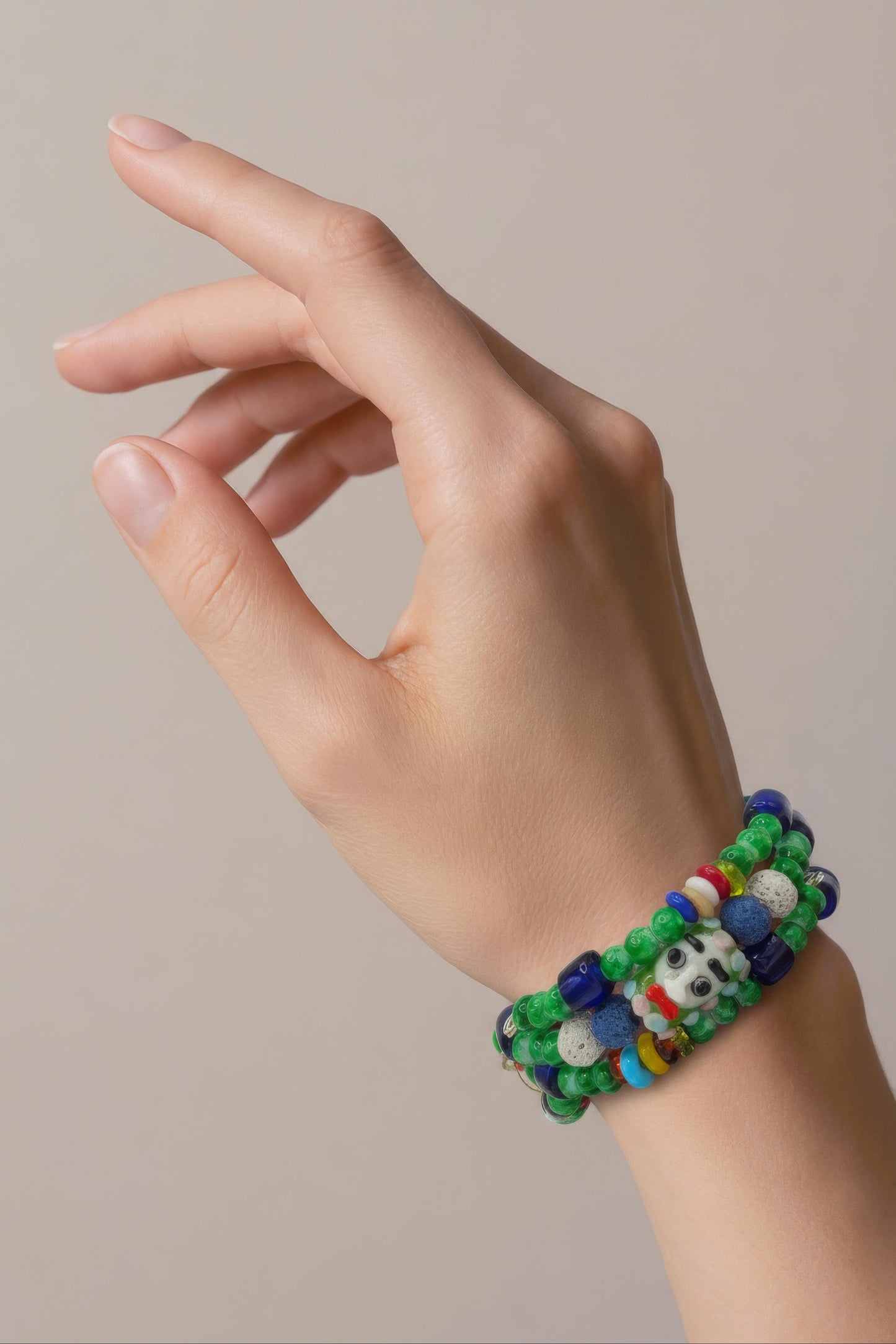 LAVA - Colorful Lampwork (with face) & Glass Beads Bracelet