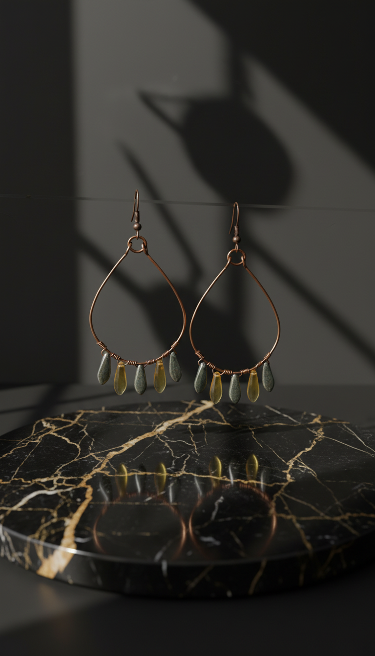 Czech Glass Daggers on Wire Wrapped Antique Copper Frames