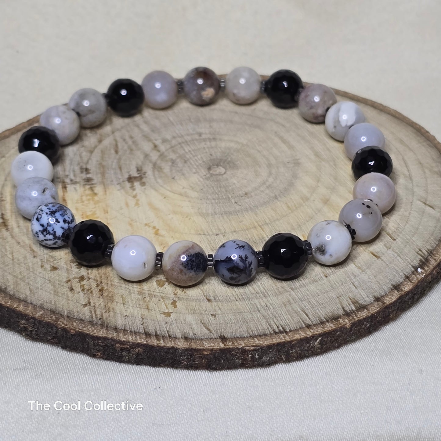 STRETCH Dendritic Agate and Hematite Bracelet