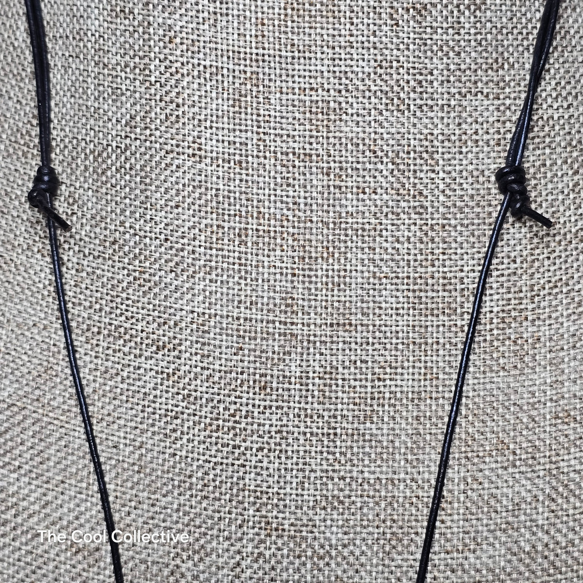 Silver &amp; Black Coiled Aluminum Wire Pendant on Adjustable Black Leather Necklace