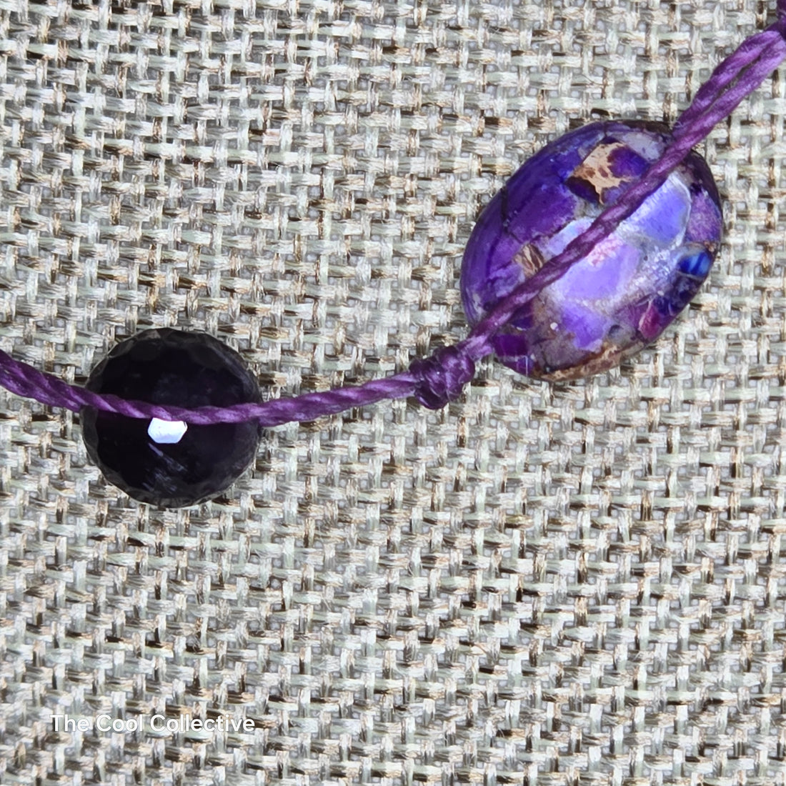 Hand-Knotted Amethyst &amp; Mardi Gras Jasper Necklace/Triple-Wrap Bracelet