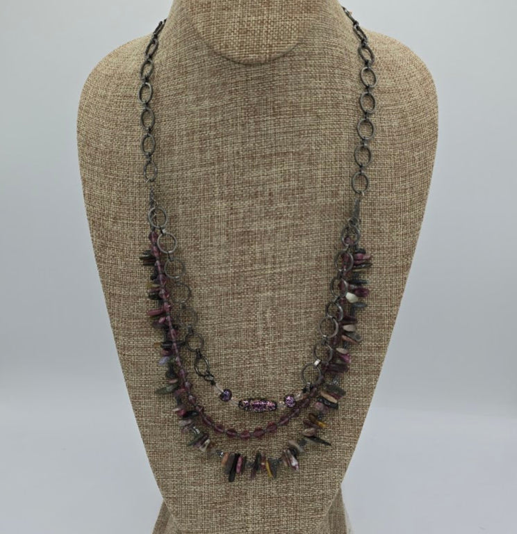 Triple-Strand Tourmaline and Czech Glass Necklace