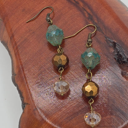 Hand-Knotted Boho Locket and African Opal Jasper Necklace and Earrings Set