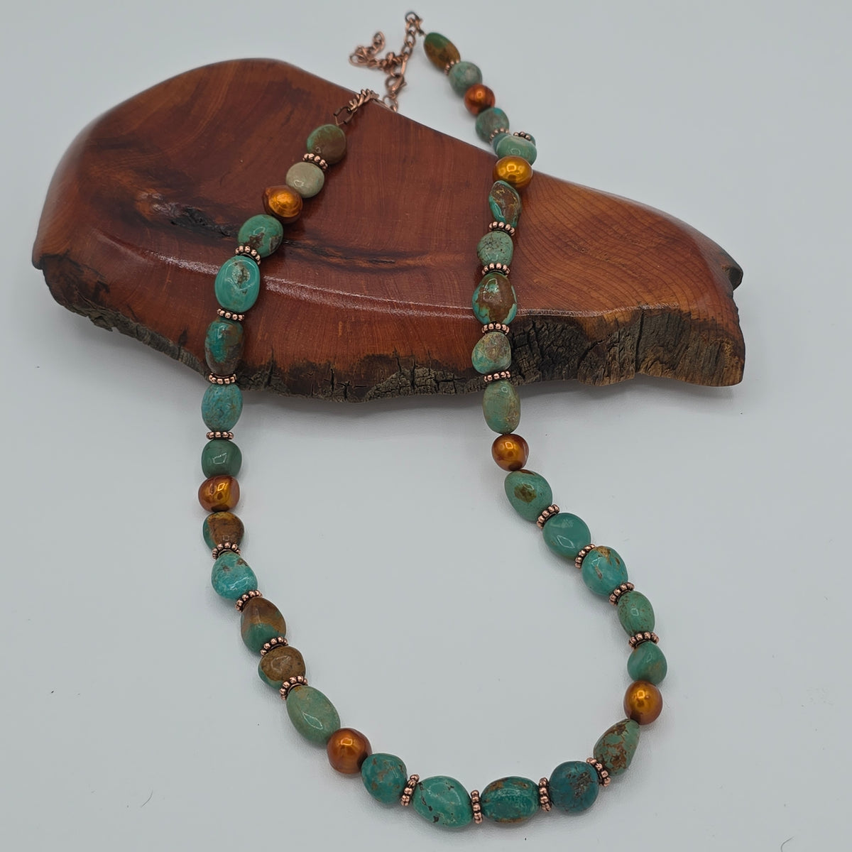 Turquoise Nuggets &amp; Stunning Copper Pearls Necklace