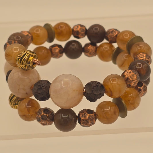 LAVA - Memory Wire Bracelet With Fall Color Beads
