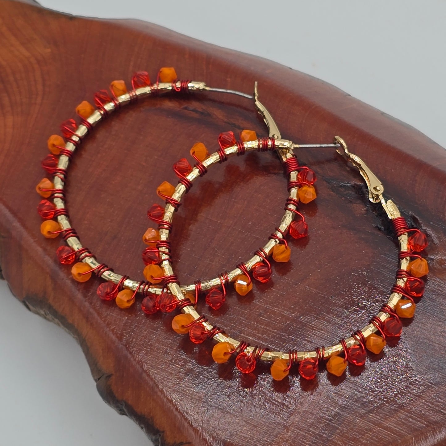 Swarovski Crystal Oranges - Hoop Earrings