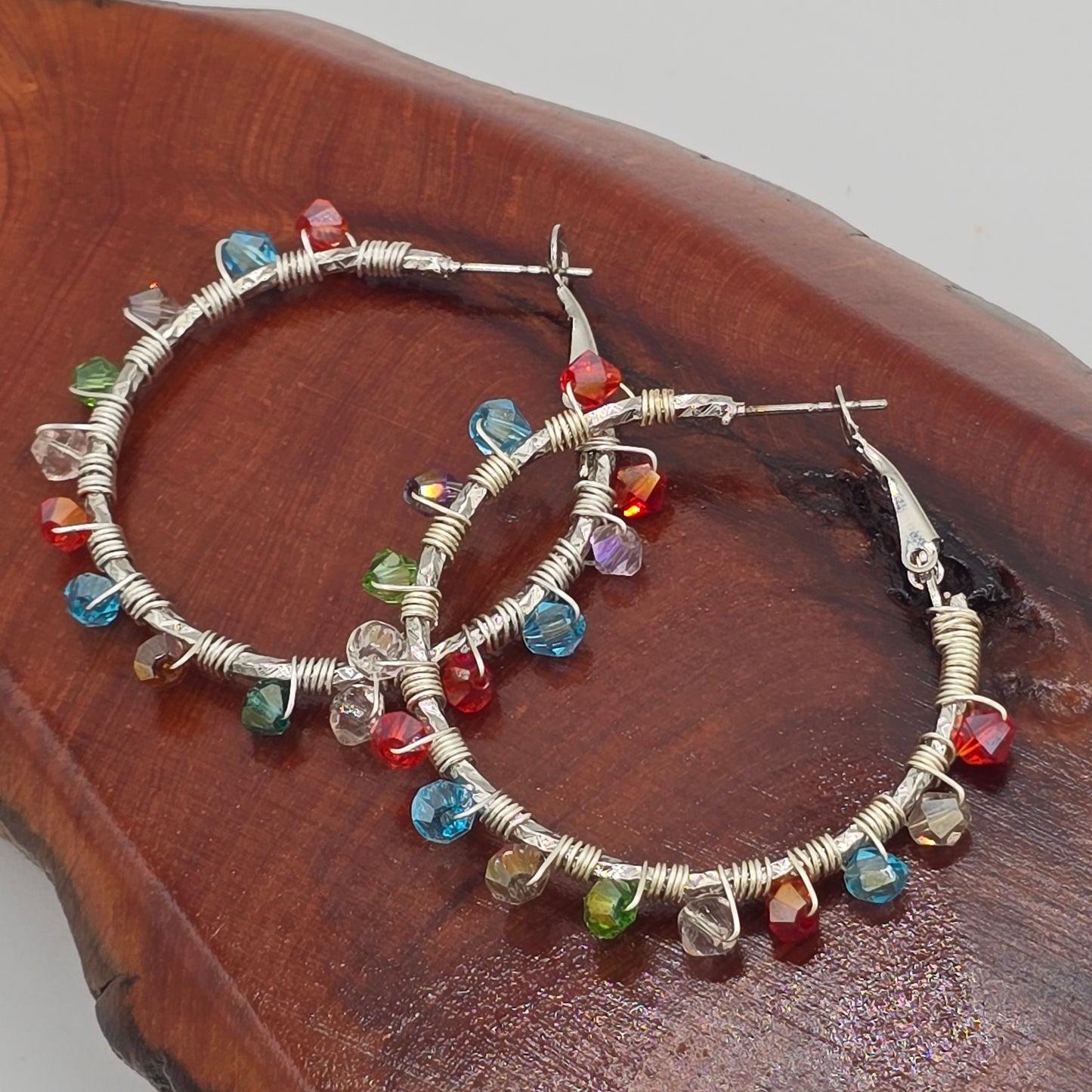 Swarovski Crystals - Multicolor Hoop Earrings