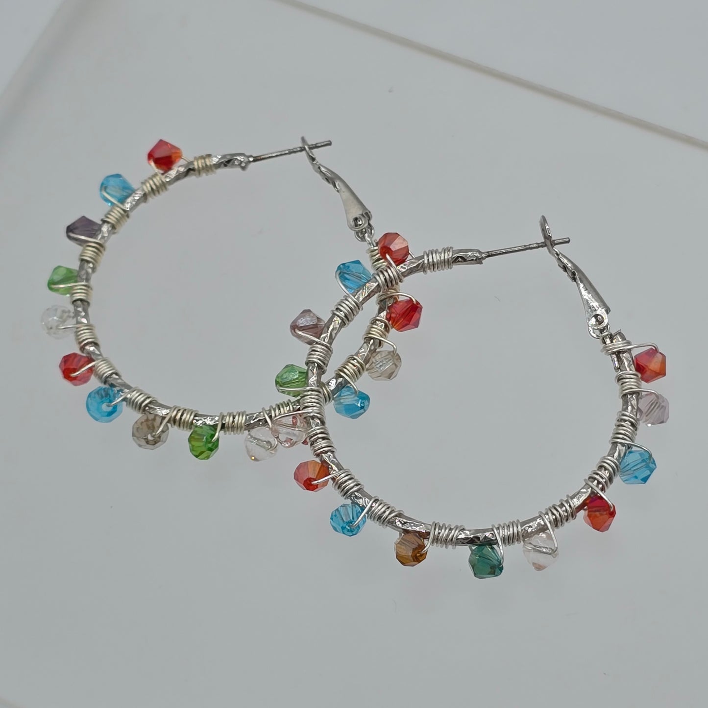 Swarovski Crystals - Multicolor Hoop Earrings