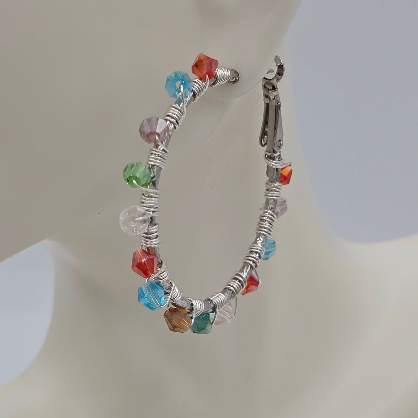Swarovski Crystals - Multicolor Hoop Earrings