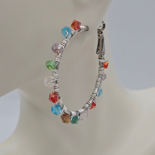 Swarovski Crystals - Multicolor Hoop Earrings