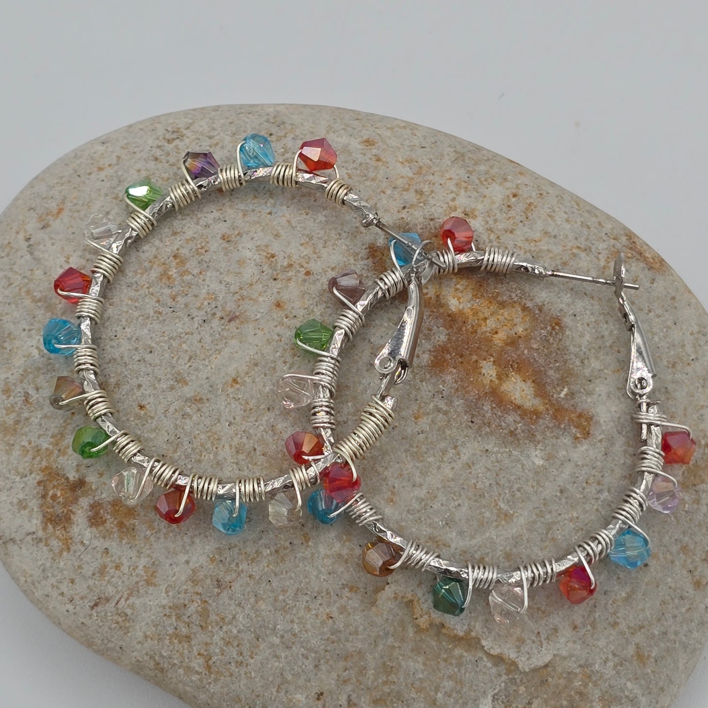 Swarovski Crystals - Multicolor Hoop Earrings