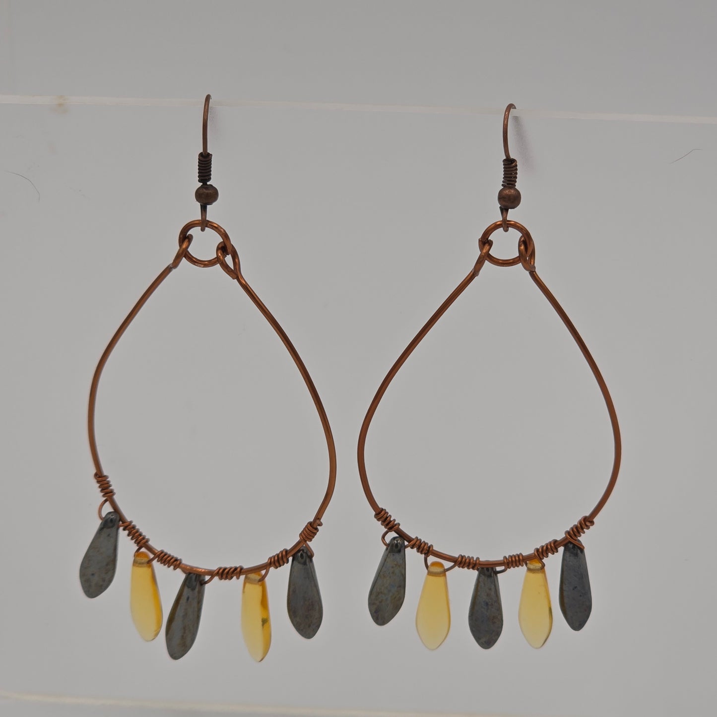 Czech Glass Daggers on Wire Wrapped Antique Copper Frames