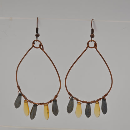 Czech Glass Daggers on Wire Wrapped Antique Copper Frames