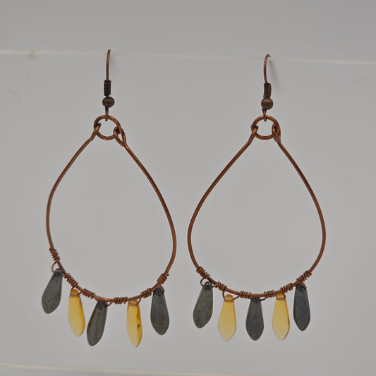 Czech Glass Daggers on Wire Wrapped Antique Copper Frames