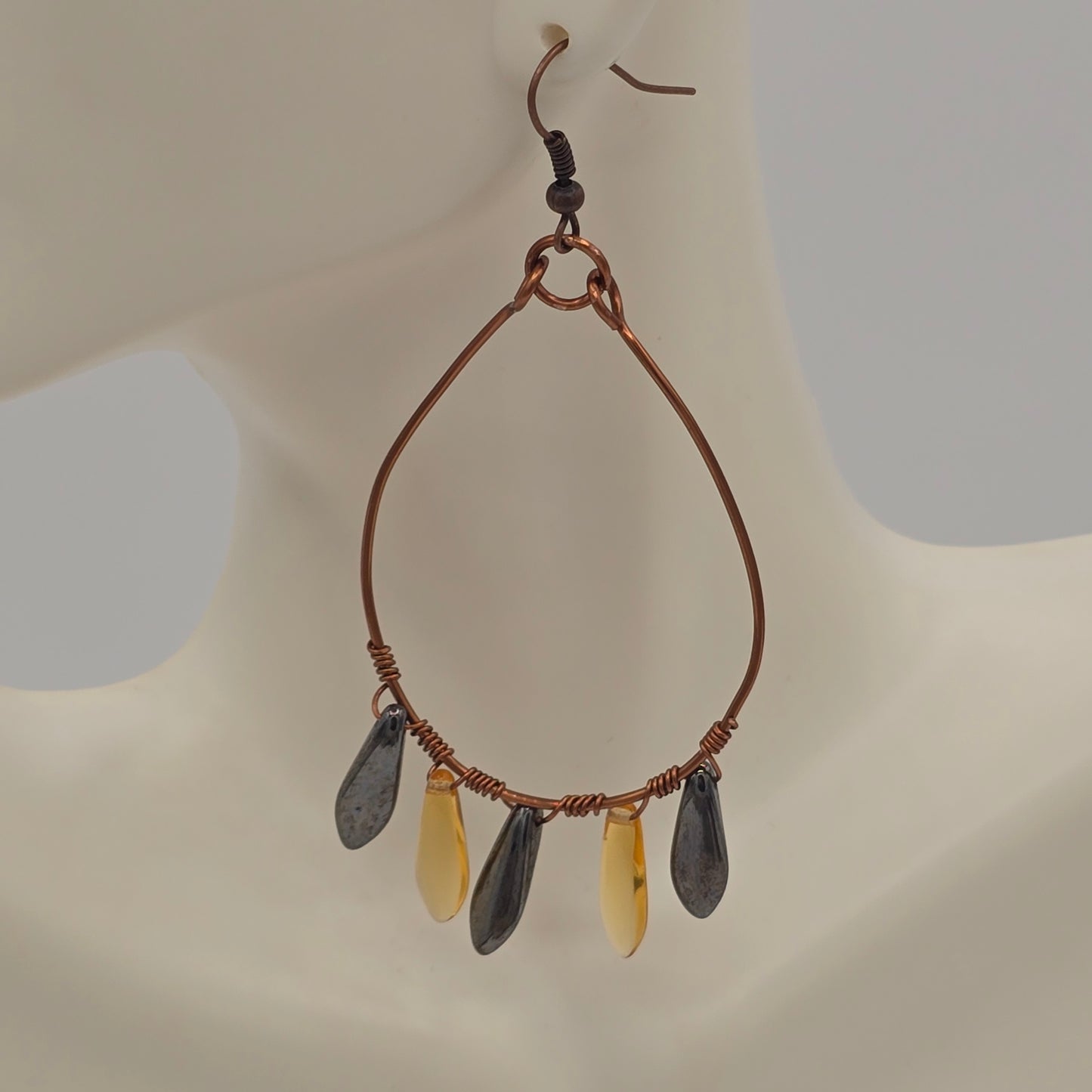 Czech Glass Daggers on Wire Wrapped Antique Copper Frames
