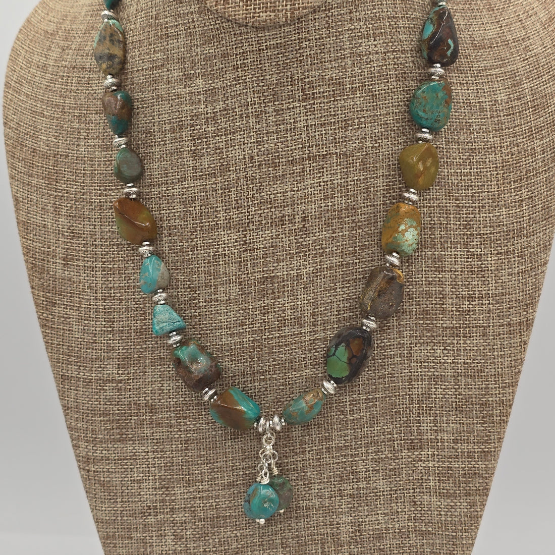 Turquoise Nuggets and Silver Accents Necklace
