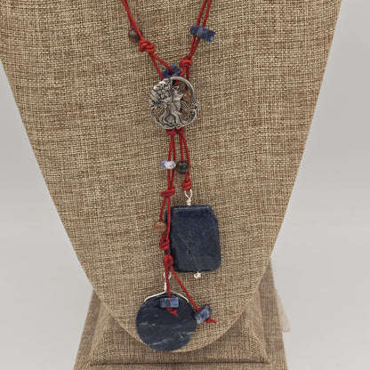 Sodalite Focals/Beads &amp; Knotted Leather Necklace