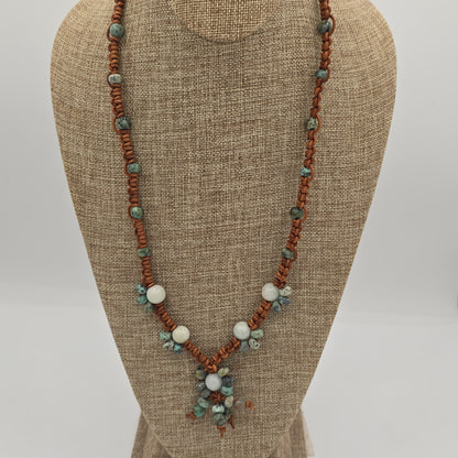 African Turquoise &amp; Leather Necklace