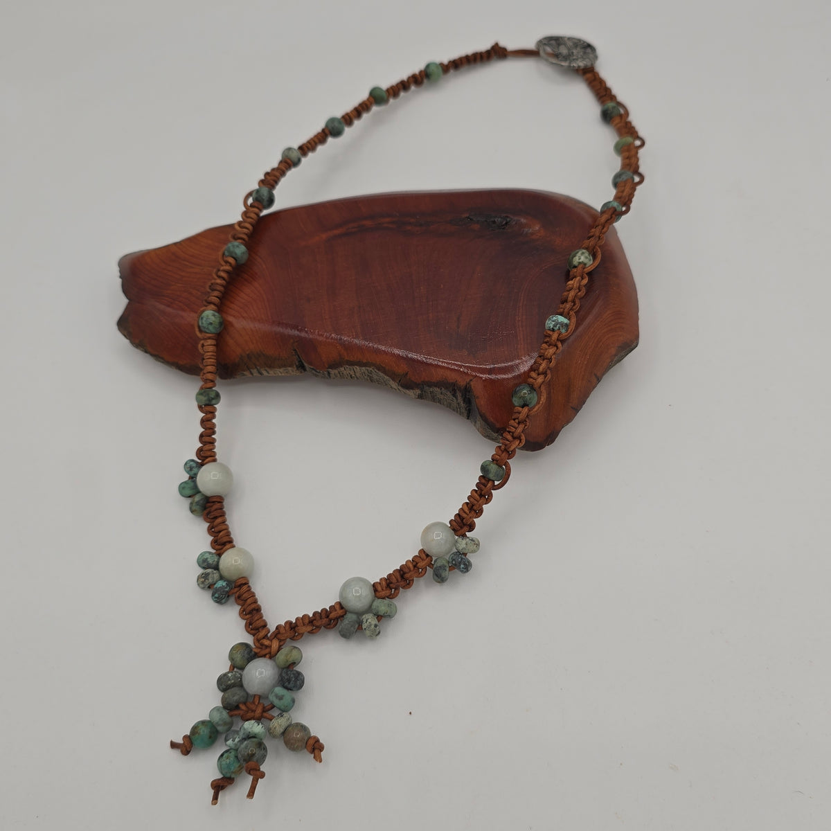 African Turquoise &amp; Leather Necklace
