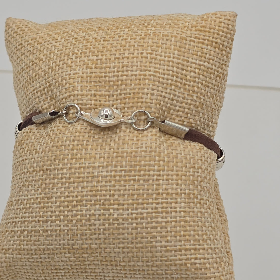 Turquoise Nugget on Brown Suede With Silver Tone Accents
