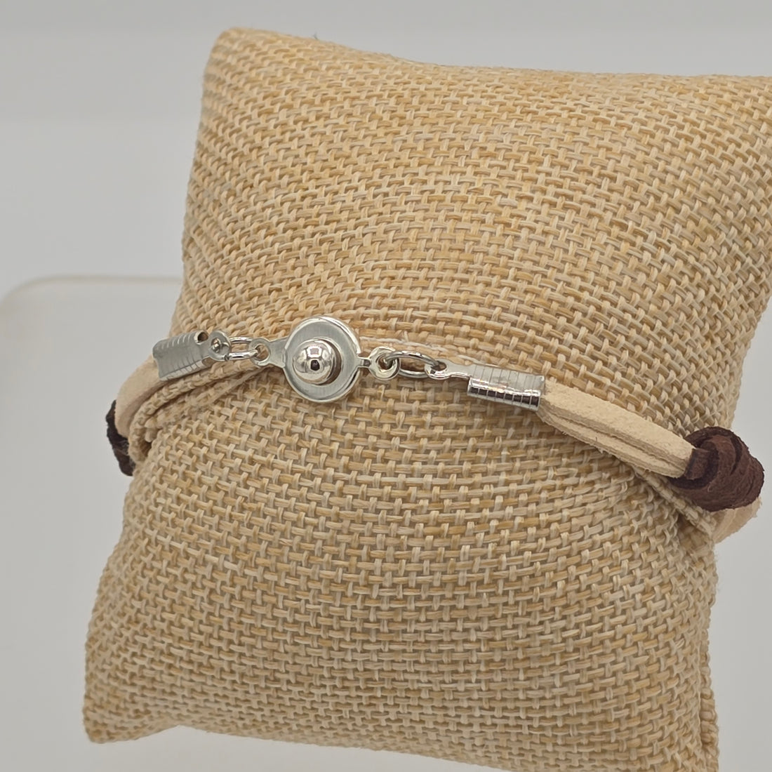Turquoise Nugget on Cream &amp; Brown Suede Bracelet
