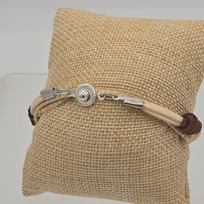 Turquoise Nugget on Cream &amp; Brown Suede Bracelet