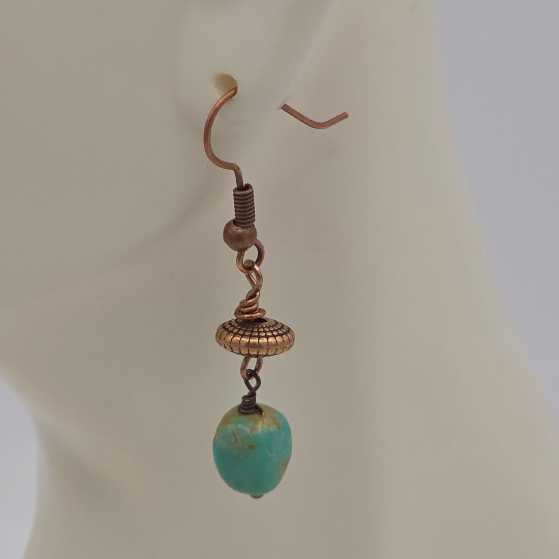 Turquoise Nuggets and Antique Copper Accents and Ear Wires Earrings
