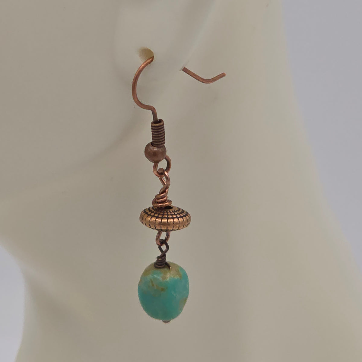 Turquoise Nuggets and Antique Copper Accents and Ear Wires Earrings