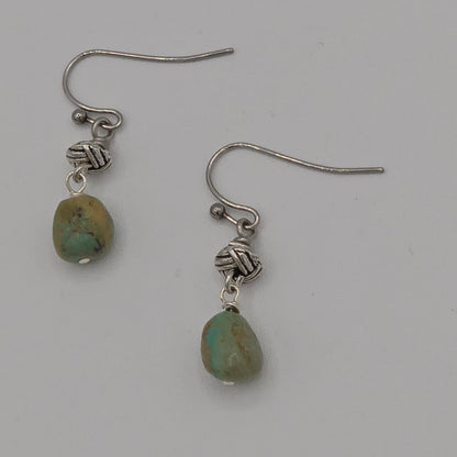 Turquoise Nuggets and Silver Tone Accents on Stainless Steel Ear Wires