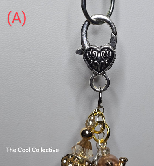 Browns & Goldens - Purse Charm, Suncatcher, Mirror Charm, Bookmark, Backpack Charm, Keychain, Wristlet Charm, Ornament - With Lobster Clasp and Gold Tone Cross