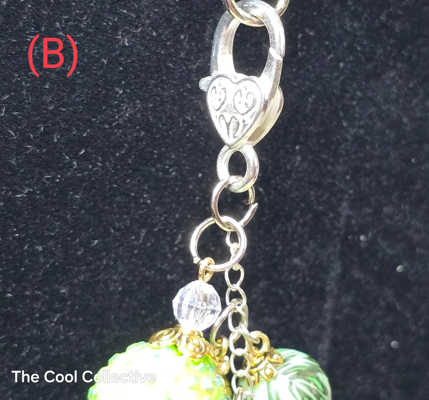 Greens - Purse Charm, Suncatcher, Mirror Charm, Bookmark, Backpack Charm, Keychain, Wristlet Charm, Ornament - With Lobster Clasp and Gold Tone Cross