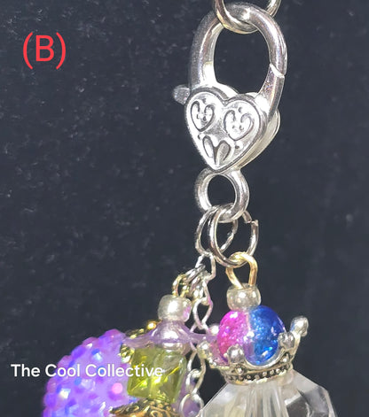 Lavenders - Purse Charm, Suncatcher, Mirror Charm, Bookmark, Backpack Charm, Keychain, Wristlet Charm, Ornament - With Lobster Clasp and Gold Tone Cross