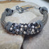 Handmade Jewelry; Viking Knit;  Silver, Gray, and Black Wire and Beads; Bangle Bracelet;  Tina Lucas; The Cool Collective; Woman-Owned Small Business