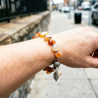 Carnelian and Hematite Bracelet with Charms