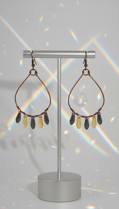 Czech Glass Daggers on Wire Wrapped Antique Copper Frames