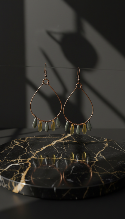 Czech Glass Daggers on Wire Wrapped Antique Copper Frames