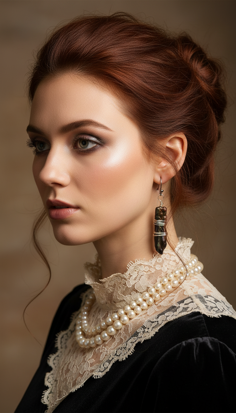 Iridescent Brown Biwa Stick Pearls With Double Wrap Silver Tone Accents & Stainless Steel Ear Wires