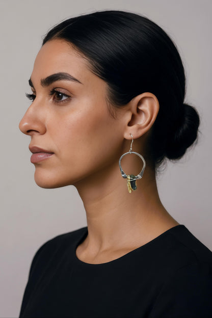 Hand-Hammered Frame for Serpentine Sticks Earrings on Stainless Steel Ear Wires